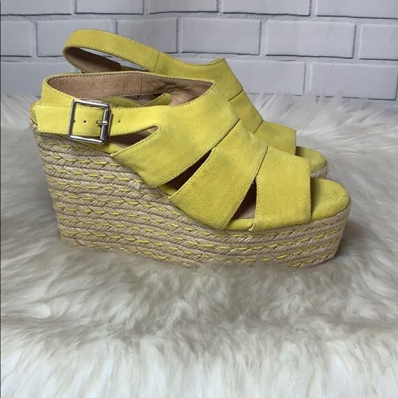 Halogen Alina Yellow Suede Platform Wedge Sz 6 - Picture 5 of 7